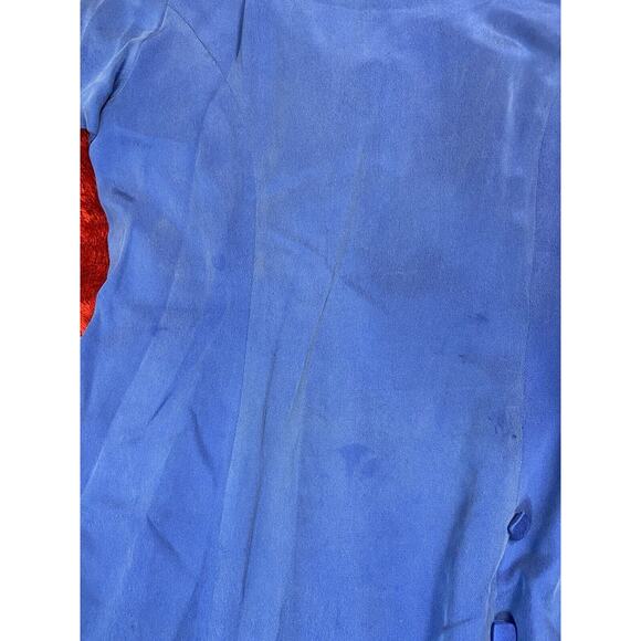 Patrick Petite Collection Size 14 Blue Midi Silk Front Slit Short Sleeve Dress - Picture 4 of 16